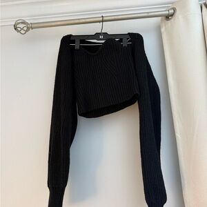 Black Knit Cropped Sweater